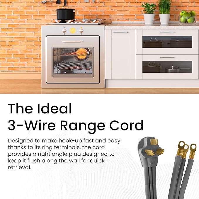 GoGreen Power GG-27006 6' 3 Wire Range Cord, 50 Amp