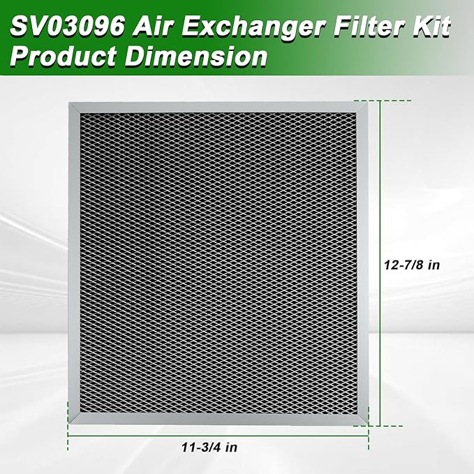 2-Pack Air Exchanger Filter 12-7/8 x 11-3/4 x 3/4 Inches Compatible with Broan ERV100HC HRV100H Ventilation System Replace#: SV03096