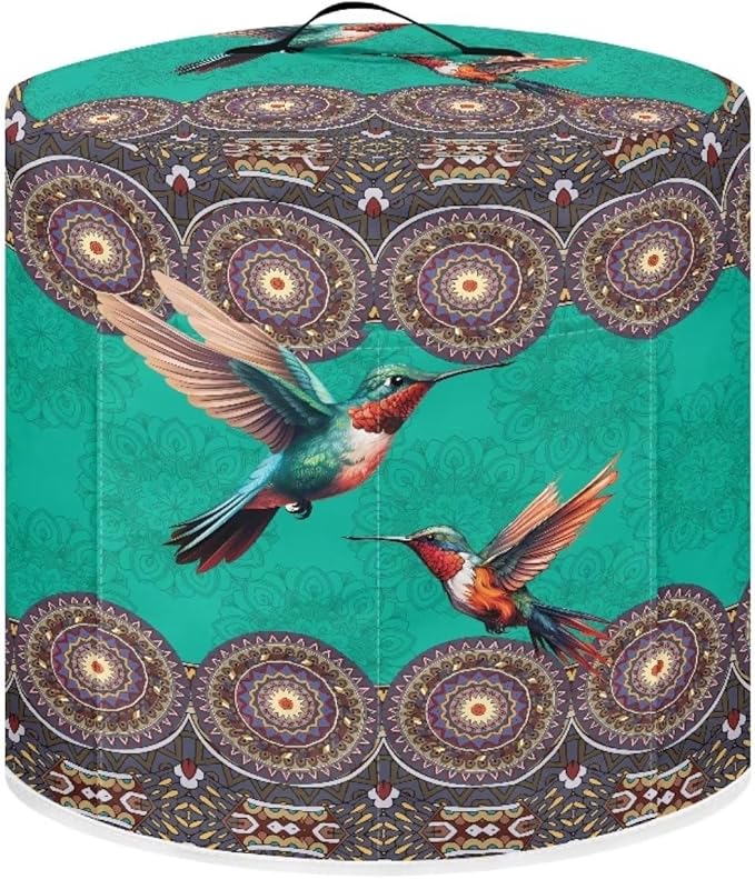 Xoenoiee Boho Mandala Hummingbird Print Kitchen Appliance Dust Cover with Pockets, Electric Pressure Cooker Cover Compatible with Rice Cooker Air Fryer Covers, for 6 Quart