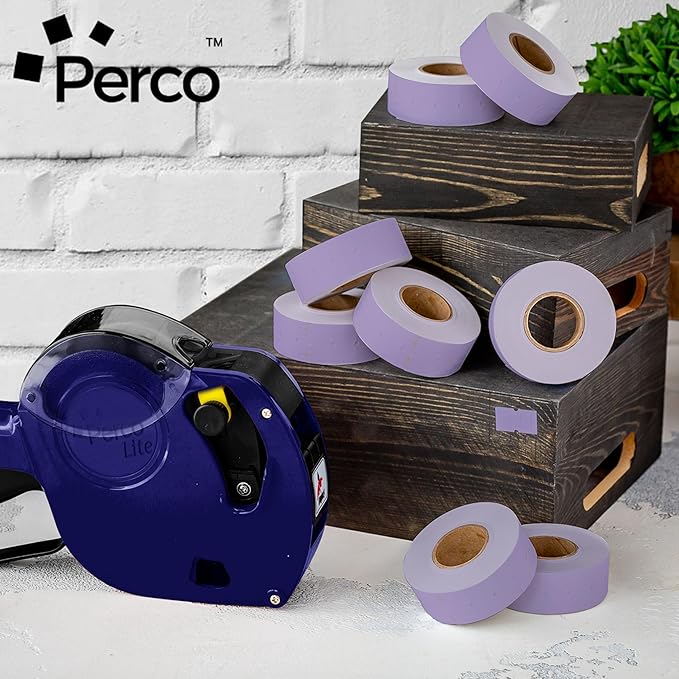 Perco 1 Line Lavender Labels - 80 Rolls, 10 Sleeves, 80,000 Blank Price and Date Gun Labels for Perco Lite, X, Plus and Pro 1 Line Price and Date Guns - Made in USA