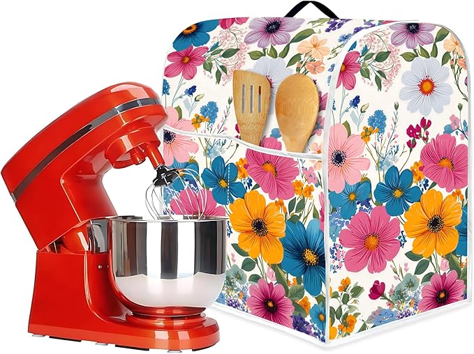 Mixer Dust Cover for 6-8 Qt Stand Mixer, Cloth Cover with 2 Storage Pockets for Stand Mixer Protective Covers Large for 6-8 Quart Mixer