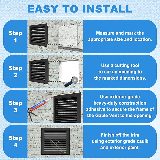 14" x 14" Aluminum Gable Vent with Screen - Stylish Louvered Vents for Effective Attic and Shed Ventilation, Heat Dissipation & Condensation Prevention - Vent Opening: 12" x 12"