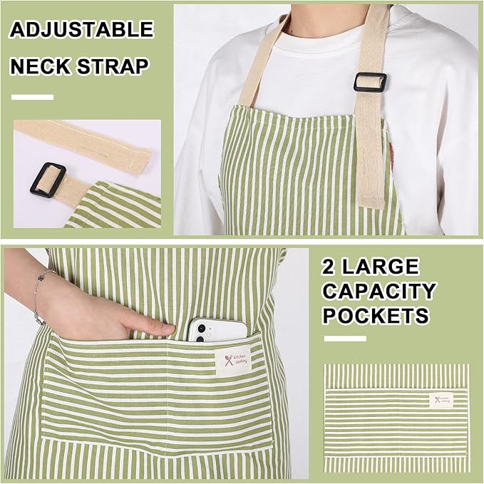 Janmercy 24 Pcs Aprons for Women Men with 2 Pockets Linen Cooking Kitchen Apron Adjustable Bib Chef Apron Bulk Aprons Unisex