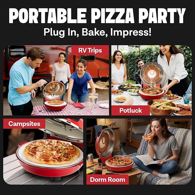 PIEZANO Crispy Crust Pizza Oven by Granitestone – 12 Inch Electric Pizza Oven Indoor Countertop Maker with Ceramic Stone Heats up to 800˚F for Delicious Stone Baked Pizzeria Style Pizza at Home
