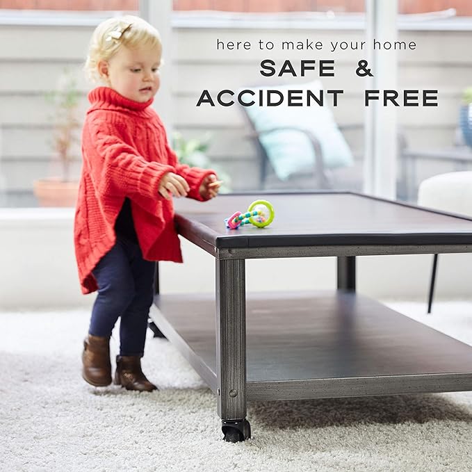 Bebe Earth - Baby Proofing Edge and Corner Guard Protector Set (16 Corners) - Safety Bumpers - Child Proof Furniture and Tables - Pre-Taped Bumper Corners (Black)