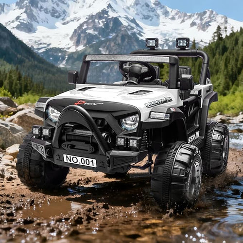 12V Kids Ride on Car, Electric Ride on Truck w/Parent Remote, Spring Suspension, Bluetooth Music, LED Light, 4.1Mph Max Speed, 3 Speeds, Battery Powered Vehicles for Kids Toddler Age 3-8, White
