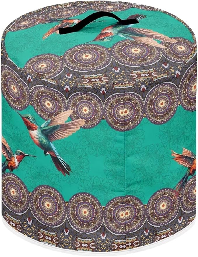 Xoenoiee Boho Mandala Hummingbird Print Kitchen Appliance Dust Cover with Pockets, Electric Pressure Cooker Cover Compatible with Rice Cooker Cover Air Fryer Cover, for 3 Quart