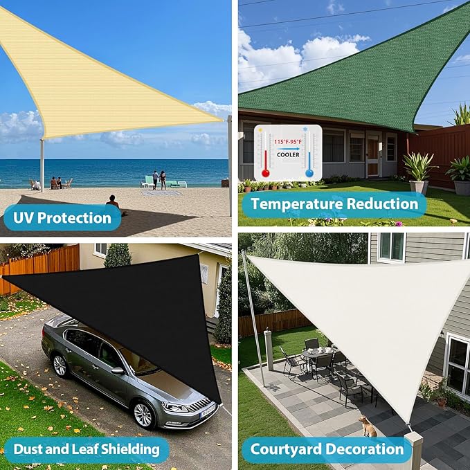 Amagenix Sun Shade Sail 6X7X9.2 Curved Edge Outdoor Shade Canopy White Breathable 95% UV Block Shade Cloth for Patio Garden Backyard (We Make Custom Size)