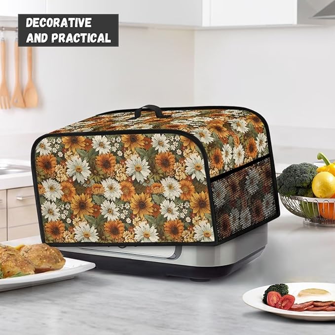 Daisy Slow Cooker Dust Cover - Floral Oval 6-8 Qt Crock Pot Cover Keeps Appliance Clean