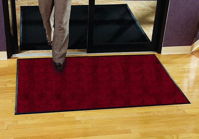 Guardian Platinum Series Indoor Wiper Floor Mat, Rubber with Nylon Carpet, 4'x12', Burgundy
