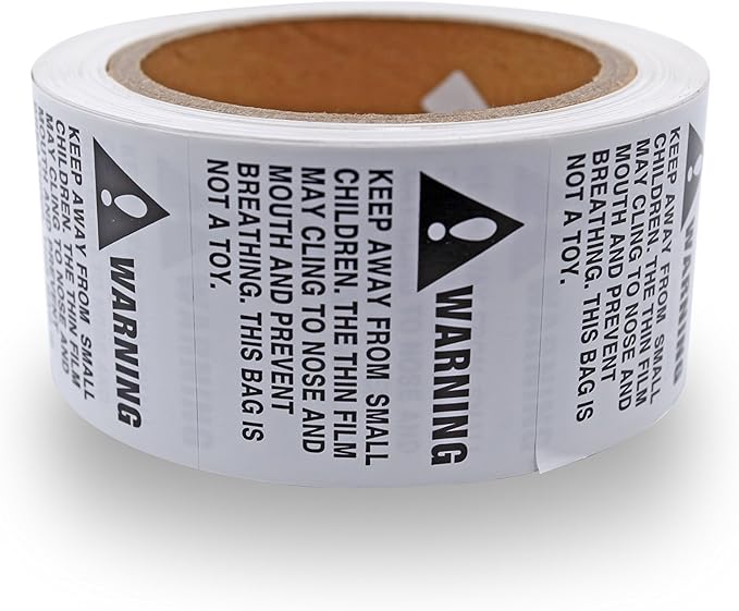 44LLC Suffocation Warning Keep Away from Children Stickers - 5 Rolls/2500 Labels
