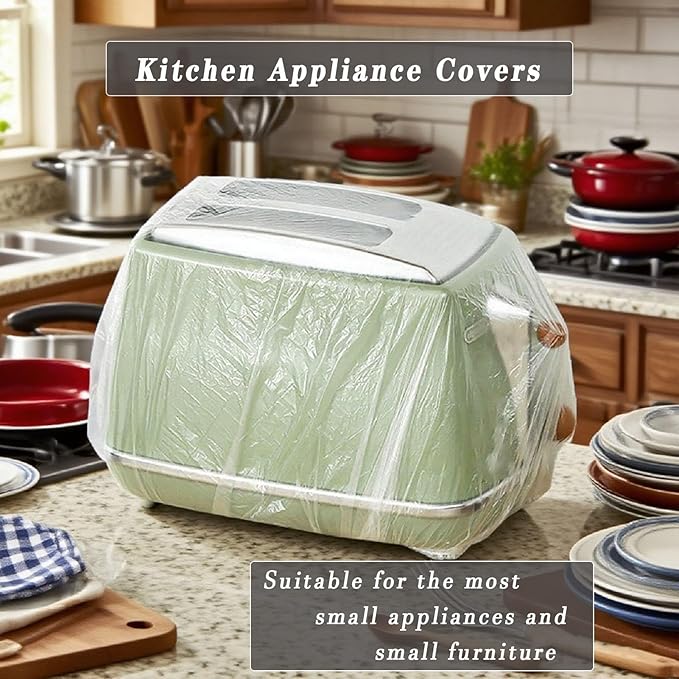 STAYWILD 60 PCS Clear Small Appliance Dust Covers,Disposable Kitchen Appliance Covers for Instant Pot,Mixer,Meat Slicer,Air Fryer,Toaster Oven,Food Processor,Blender,Slow Cooker,Coffee & Bread Maker