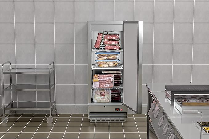 KoolMore Commercial One Door Reach-in Freezer for Restaurant, Cafe, and Cold Food Storage, Stainless Steel Finish, Large 12 Cu. Ft. Capacity, Heavy Duty Kitchen Use (RIF-1D-SS12C)