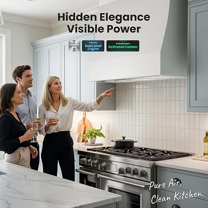 Stainless Steel Range Hood Insert 36 Inch, 580 Max CFM, 5-Layer Aluminum Mesh Filter, LED Lights&3-Speed Push Button Controls for 50% Better Suction,Ducted/Ductless Built Kitchen Vent