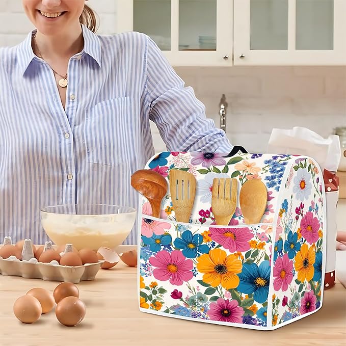 Mixer Dust Cover for 6-8 Qt Stand Mixer, Cloth Cover with 2 Storage Pockets for Stand Mixer Protective Covers Large for 6-8 Quart Mixer