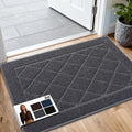 JSEI Dirt Trapper Door Mat 24"x36", Non-Slip Washable Entryway Mats, Dog Door Mat, Stain Resistant and Absorbent Floor Mats, Low Profile Welcome Mat for Front Back Door, Dark Grey