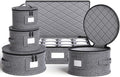 China Storage Containers Hard Shell Plate Storage Containers Box for moving Dishes, Dinnerware, Mugs, Glasses, Wine and Saucer Quilted and Stackable Organizer with Felt Plate Dividers 5 Piece Set Grey
