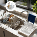 Expandable 2-in-1 Countertop & Sink Dish Drying Rack for Kitchen Counter, Stainless Steel Dish Drying Rack with Drain Board and Multi-Functional Kitchen Rack, Large Dish Rack Inside Sink
