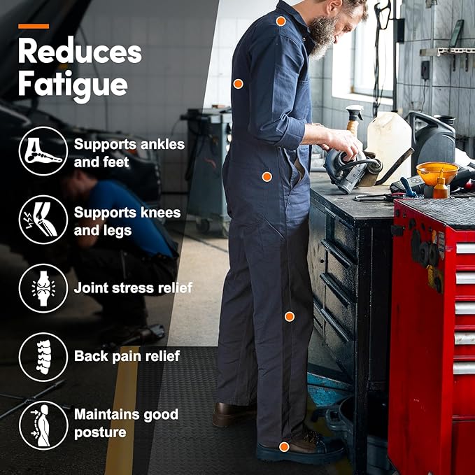 Anti Fatigue Mats Industrial 3' x 5' 15/16" Extra Thick Ergonomic Standing Mat Commercial Kitchen Mat Heavy Duty Diamond Plate Cushioned Shop Floor Mats Helps Relieve Back and Leg Soreness