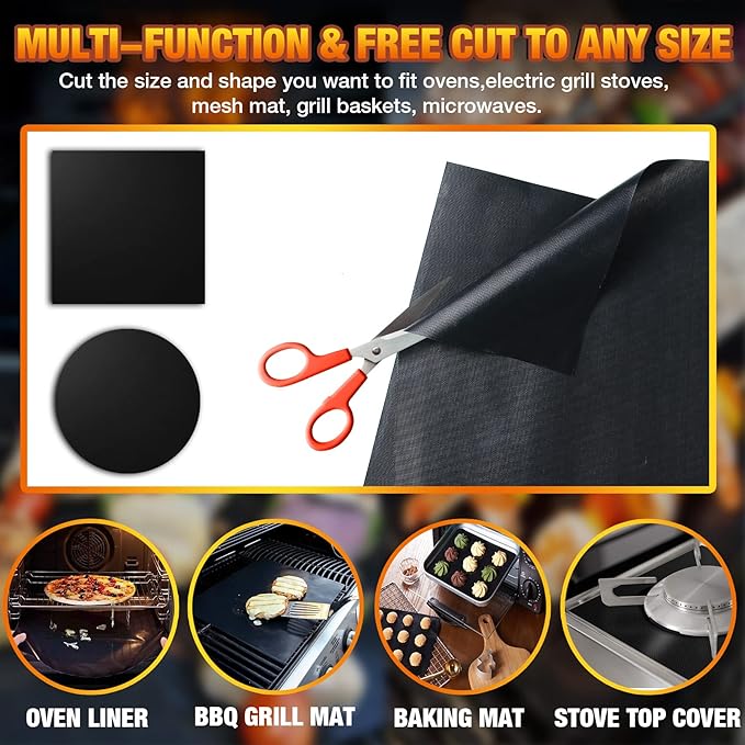 Oven Liners 3 Pack Large Thick Heavy Duty Nonstick Mat for Bottom of Electric Gas Grill, Reusable Heat Resistant BPA PFOA Free Protector, 16x24 Inch