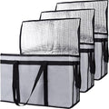 Bodaon 3-Pack Insulated Food Delivery Bag for Hot and Cold Meal, XXX-Large Grocery Tote Insulation Bag for Catering, Large Pizza Warmer, Cooler/Thermal Bags, Grey