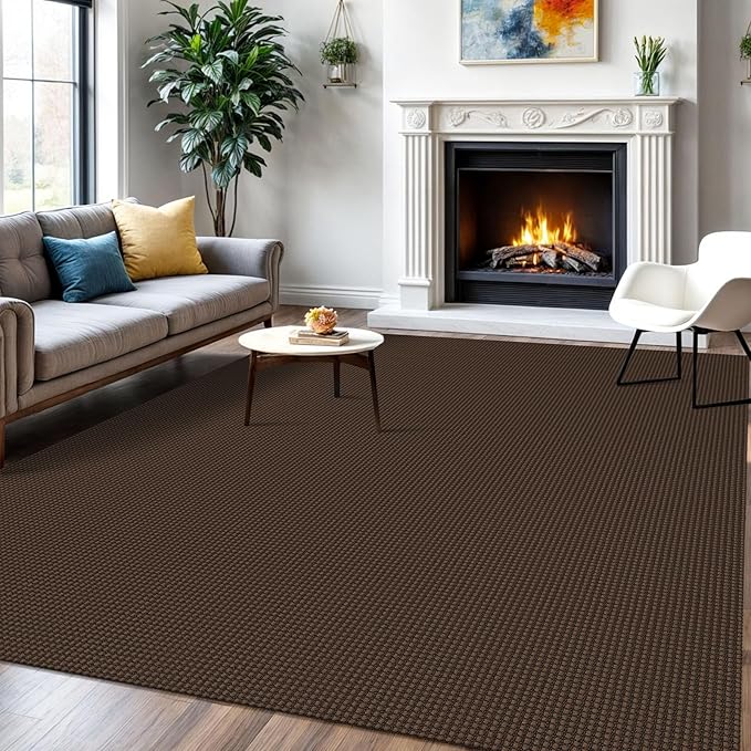IOHOUZE Washable Area Rug 6x9 Non Slip Rubber Backed Rugs for Living Room, Dining Room Rugs Bedroom Rug, Woven Indoor Floor Carpet for Living Room Nursery Office, Brown