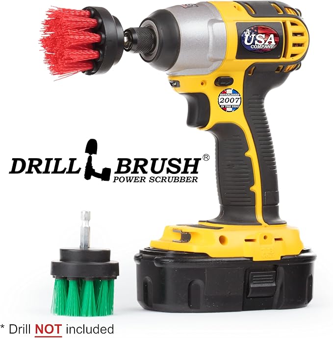 Kitchen Accessories - Pot Cleaner - Rice Cooker - Scrubber - Drill Brush - 2-inch Round Spin Brush Set - Grout Cleaner - Hard Water, Mineral, Calcium, Soap Scum - Rust Remover - Bird Bath - Cleaner