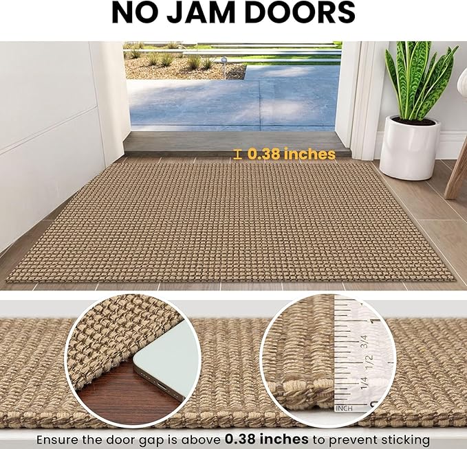 IOHOUZE Washable Exrea Long Hallway Runner Rug 3x20 Non Slip Rubber Backed Kitchen Runner Entryway Runner Indoor, Woven Rugs Floor Carpet for Kitchen Hall Entryway Stair, Orange/Tan/Brown
