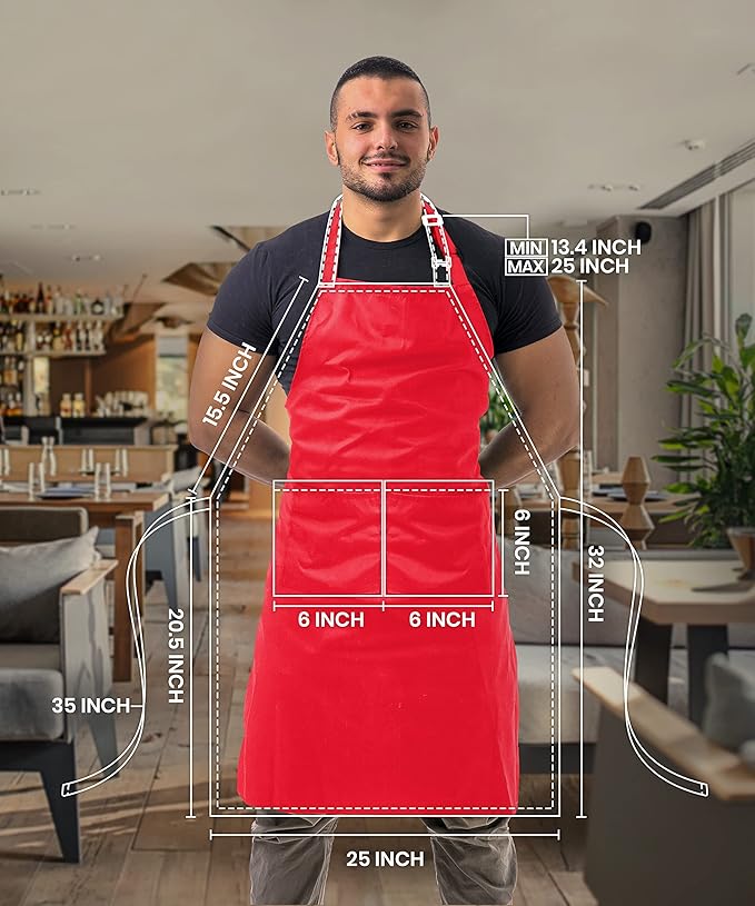 Utopia Kitchen 10 Pack Bib Apron Adjustable with 2 Pockets, Water and Oil Resistant, Cooking Kitchen Chef Apron for Women Men