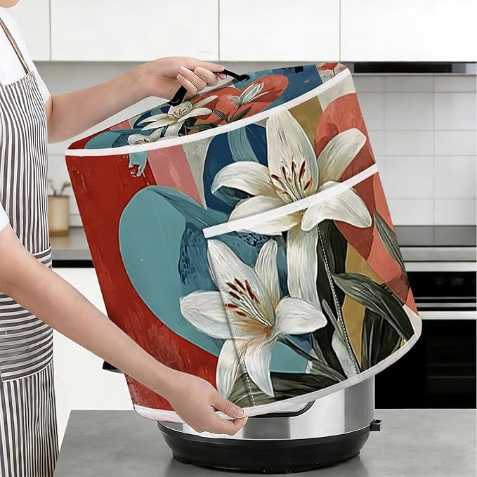 Rice Cooker Cover, Dust Cover for Kitchen Appliances with Handle and Storage Pocket, Easy to Clean Kitchen Decor Gift, Fits 3-6-8 Quart Instant Pot, Slow Cooker and Air Fryer