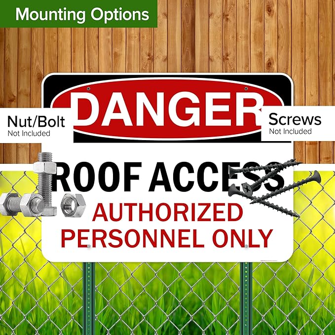 Danger Roof Access Authorized Personnel Only Sign, 36x48 Inches, Rust Free DiBound, Fade Resistant, Made in USA by My Sign Center