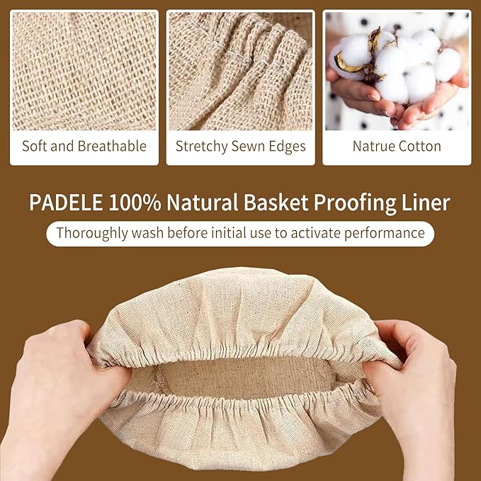 6 Packs Round Bread Proofing Cover for Banneton Basket，9 inches，Natural Rattan Banneton Cloth Liner for Bread Sourdough Proofing Homemade Baking Dough（Basket Not Included）