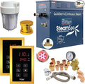 SteamSpa Executive 6 KW QuickStart ACU-Steam Bath Generator Package with Built-in Auto Drain and Install Kit in Polished Gold | Steam Generator Kit with Dual Control Panel Steamhead 240V | EXT600GD-A