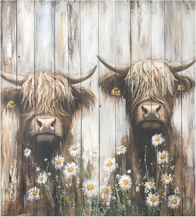 Two Highland Cows Dishwasher Magnet Cover Magnet Sticker for Kitchen 23x26in Dish Washer Magnet Cover Refrigerator Magnets Panel Decal Pad