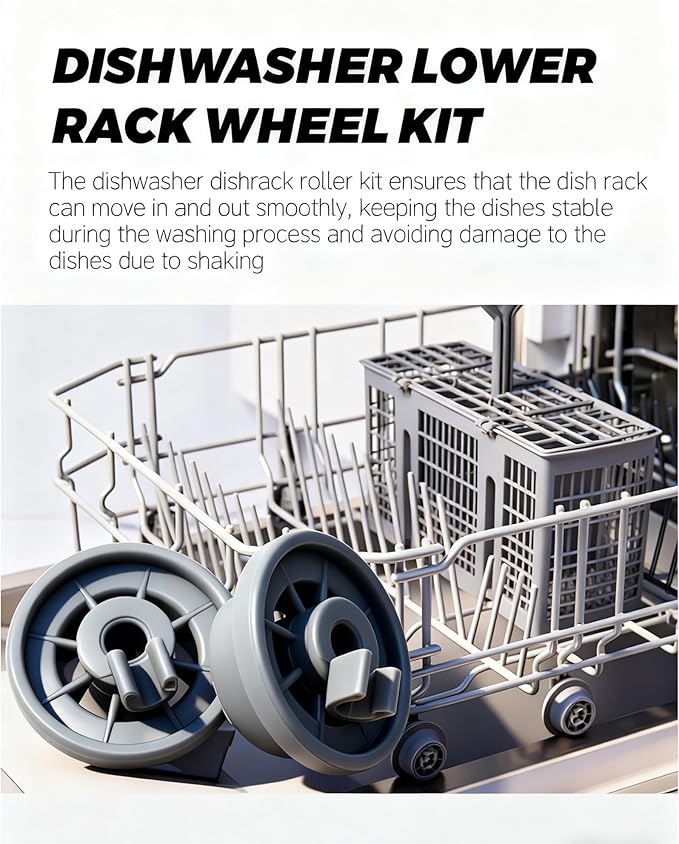 12004485 Dishwasher Lower Rack Wheel Kit for Bosch Kenmore Thermador Gaggenau Dishwashers,Replacement Lower Dish Rack Wheel Assembly,12029919 10004343 00617087,4 Pack