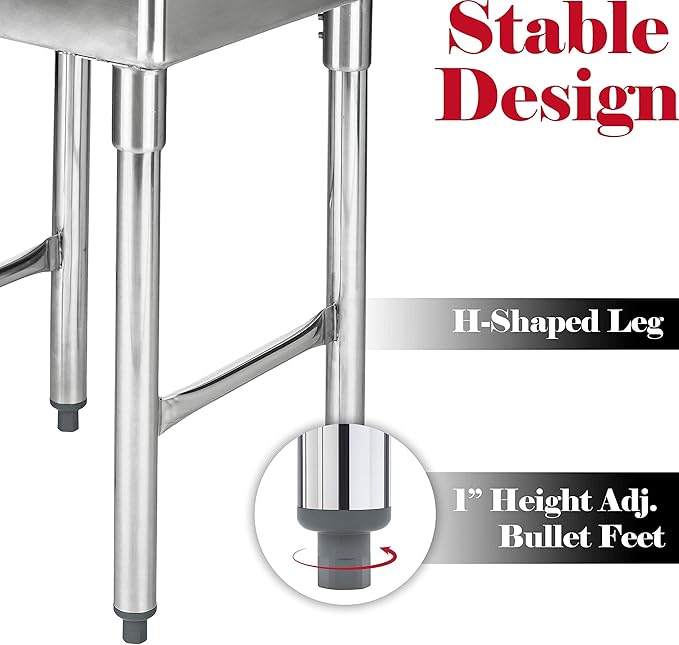 DuraSteel 304 Stainless Steel Utility Sink - 15 Inch Freestanding Prep Sink with Faucet - Dual CEC & NSF Certified Wash Station for Kitchen, Laundry, Garage & Restaurant