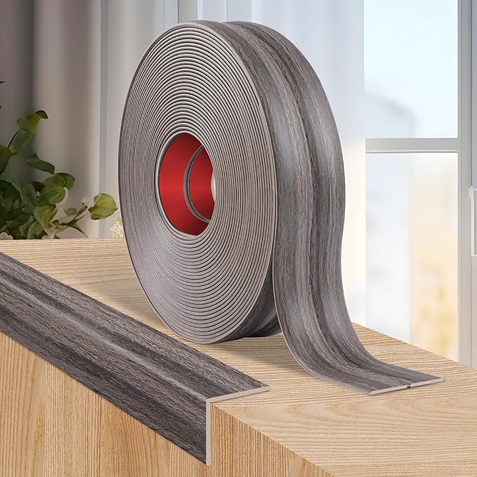 Flexible Wall Corner Protector Moulding Trim Peel and Stick Wall Corner Guards Edge Protector Self Adhesive Molding Trim Strip for Edge Ceiling (Brown Walnut Wood Grain, 0.8 in x 10 Ft)