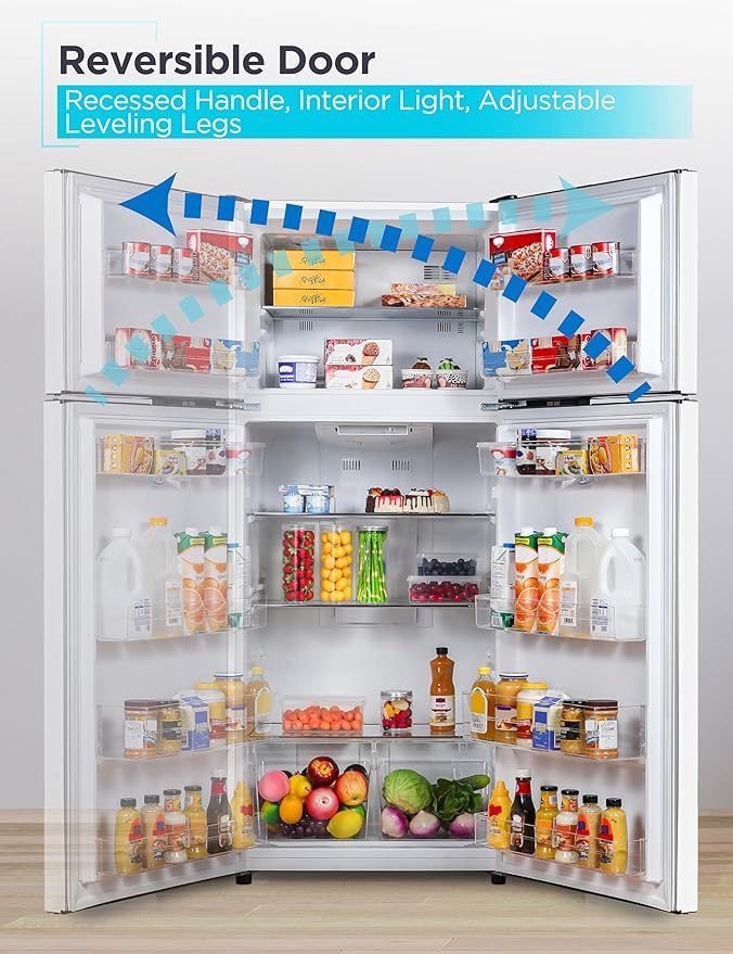 BLACK+DECKER 14.6 Cu. Ft. Top Mount Refrigerator with Freezer, 2 Door Refrigerator with Top Freezer and Adjustable Temperature Control, ENERGY STAR, BR1460HW, White