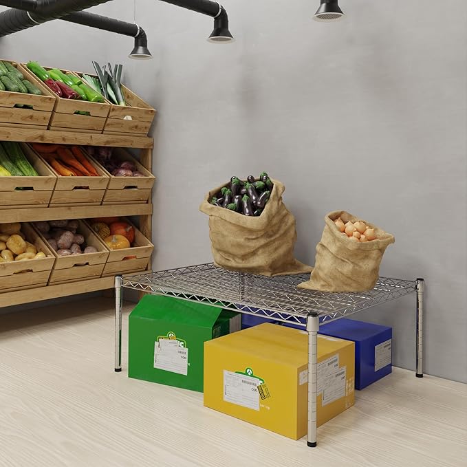 30''W x 36''L x 14''H Chrome Plated Wire Dunnage Rack | Off The Floor Storage