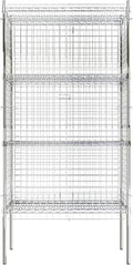 Commercial Grade NSF Listed Metal Wire Mesh Storage Chrome Security Cage Kit, 18" x 36" x 74", Perfect for Warehouse, Grocery Store, Restaurant, Dishroom