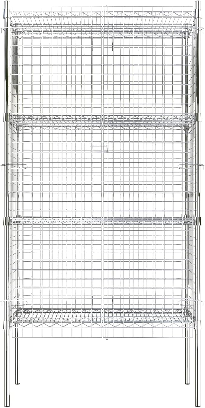 Commercial Grade NSF Listed Metal Wire Mesh Storage Chrome Security Cage Kit, 18" x 36" x 74", Perfect for Warehouse, Grocery Store, Restaurant, Dishroom