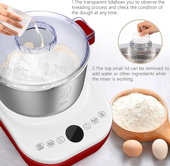AIZIYO DoughChief, 5.3QT Dough Maker, Dough Mixer with Ferment Function, Bread Maker with 304 Stainless Steel Bowl, Removeable lid, Touch Panel Control, Dough Proofing Box for Pizza & Bread