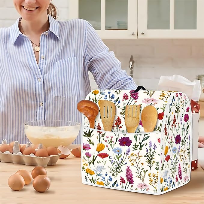 Mixer Dust Cover for 6-8 Qt Stand Mixer, Cloth Cover with 2 Storage Pockets for Stand Mixer Protective Covers Large for 6-8 Quart Mixer