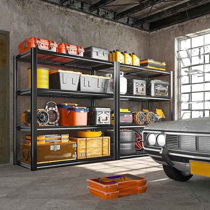 Garage Shelving Unit,Black Storage Shelf,5 Tier Storage Racks Shelving, Shelves Units Free Standing, Heavy Duty Metal Adjustable Shelves (1, 19.6" D x 39.37" W x 59.84" H(Wire Mesh))