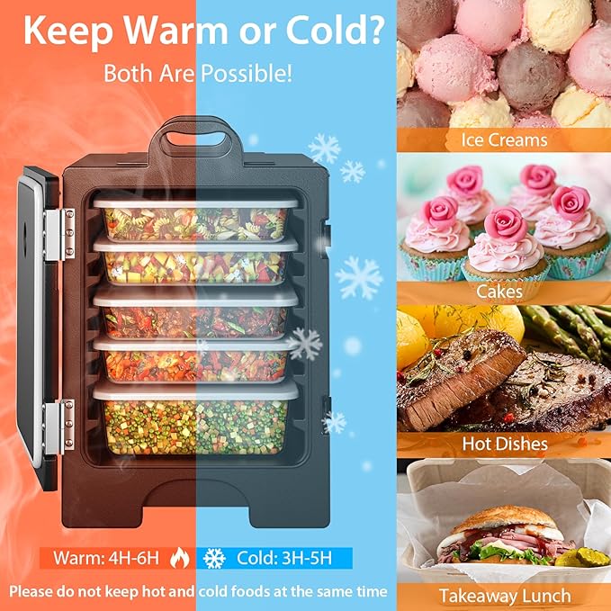 COSTWAY Catering Food Warmers, Hot Boxes Catering for 5 Full-Size Pan, 81 Quart Capacity, Stackable Design, Handles, Portable Insulated Food Carrier for Family Gathering, Canteen, Restaurant, 2