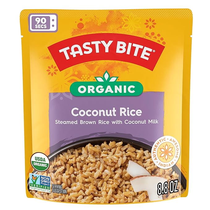 Tasty Bite Organic Coconut Rice, 8.8 Ounce, Pack of 6, Ready to Eat, Microwavable, Vegan, Gluten-Free