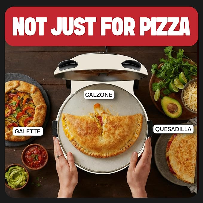 PIEZANO Crispy Crust Pizza Oven by Granitestone – 12 Inch Electric Pizza Oven Indoor Countertop Maker with Ceramic Stone Heats up to 800˚F for Delicious Stone Baked Pizzeria Style Pizza at Home
