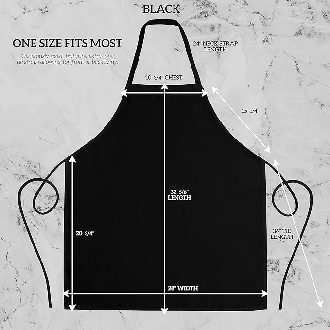 GREEN LIFESTYLE 12 Pack Bib Apron - Unisex Black Aprons, Machine Washable Aprons for Men and Women, Kitchen Cooking BBQ Bulk (Pack of 12, No Pockets, Black)