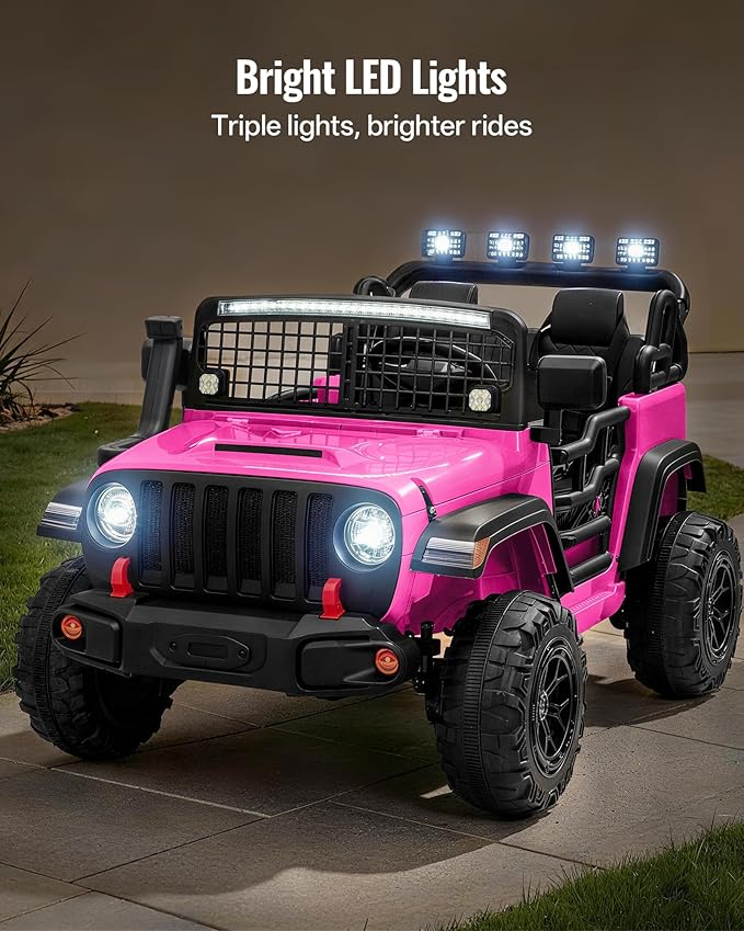 2 Seater Ride on Car Toy, 24V 4WD Electric Car for Kids 4-8 with Remote Control, 4x200W Motors, Capacity 110 lb - Pink
