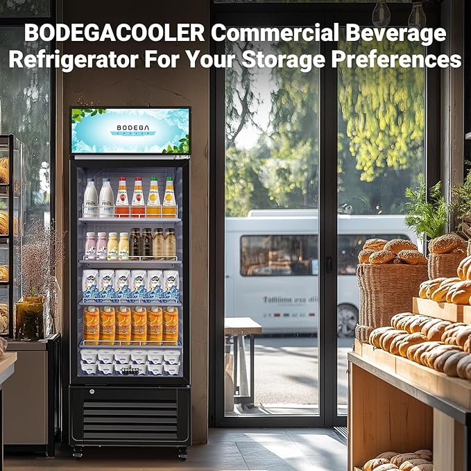 BODEGACOOLER Commercial Beverage Refrigerator and Cooler, 10.0 Cu.Ft Commercial Merchandiser Refrigerator with Soft LED Light, Commercial Fridge, Display Refrigerator with 240 cans & 120 bottles.